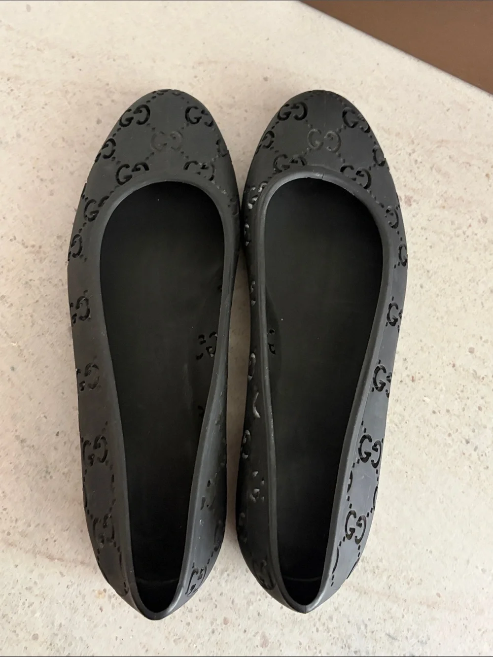 Gucci Black Rubber Ballet Flats Size 41 - Picture 7 of 9